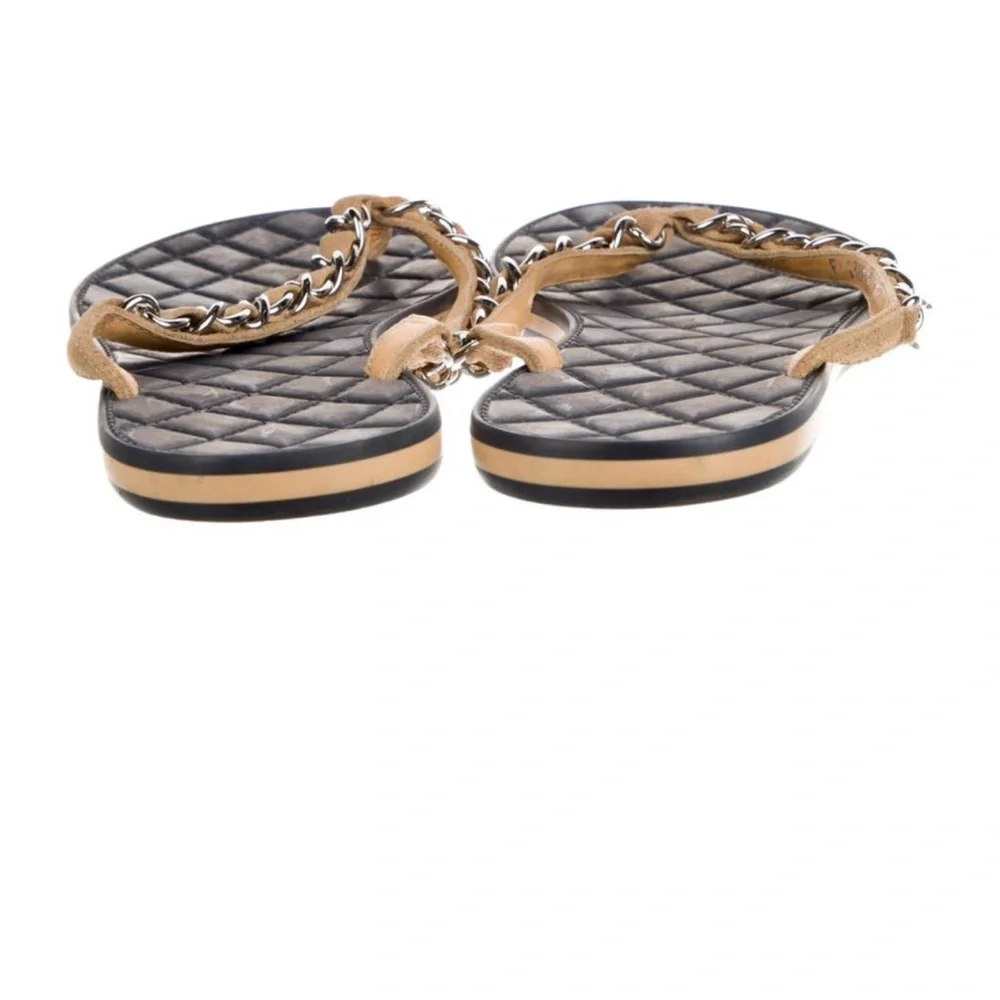 Chanel 2015 Interlocking CC Logo Flip Flops Women’s Size: 8.5 (US 8.5 / IT 38.5)